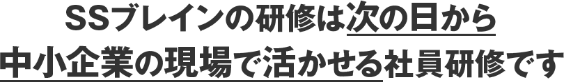SSブレインの研修は次の日から中小企業の現場で活かせる社員研修です